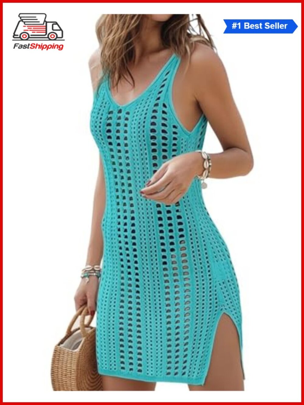 ✨ Crochet Swimsuit Cover Up for Women Sleeveless Beach Tank Dress
